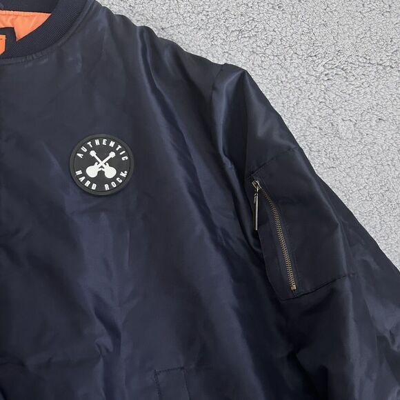 Hard Rock Guitar Co. Full Zip Quilted Navy Bomber Jacket Size XL - Picture 6 of 12
